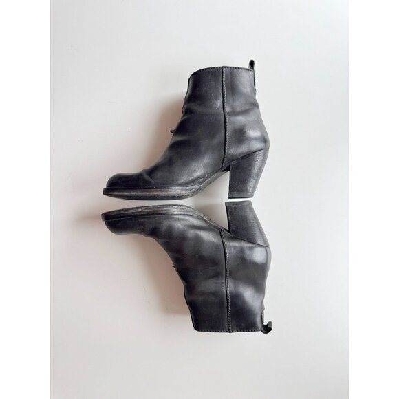 ACNE STUDIOS Pistol Black Leather Block Heel Ankle Boots, Size 38 - Picture 11 of 16
